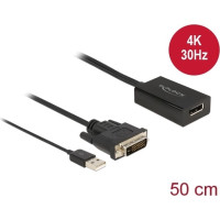 Delock Adapter DVI male to DisplayPort 1.2 female black 4K with HDR function 50 cm
