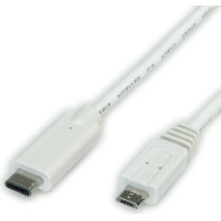 USB 2.0 kabelis TypeC - microB, M / M, balts, 1.0m, Value