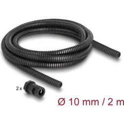 Delock Cable protection sleeve 2 m x 10 mm with 2 x PG7 conduit fitting set black