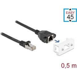 Delock Network Extension Cable for Easy 45 Module S/FTP RJ45 plug to RJ45 jack Cat.6A 50 cm black