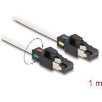 Delock Network Cable RJ45 plug to plug Cat.6A S/FTP with rotatable colour clips 1 m white