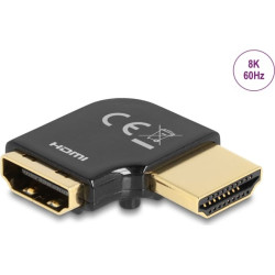 Delock HDMI Adapter male to female 90° left angled 8K 60 Hz metal