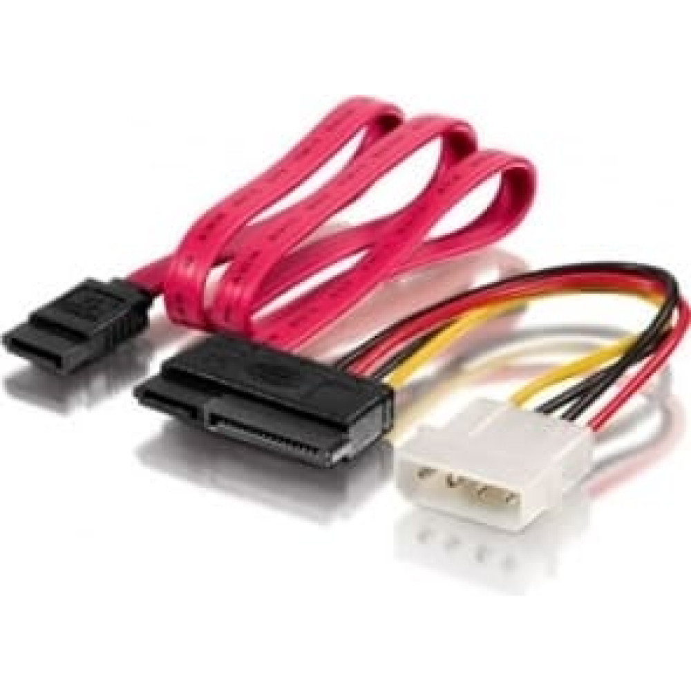 Equip Stromkabel  SATA 15+7pol Bu > 4pin+SATA 7pin St/B Polybeutel