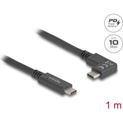 Delock USB 10 Gbps Cable USB Type-C™ male to USB Type-C™ male angled left / right 1 m 4K PD 60 W with E-Marker