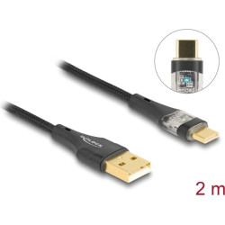 Delock USB 2.0 Cable Type-A male to USB Type-C™ male with Fast Charging 60 W transparent 2 m