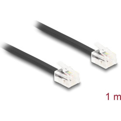 Delock Telephone Cable RJ11 plug to RJ11 plug black 1 m