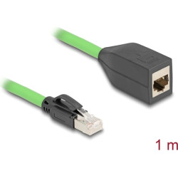 Delock RJ45 Network Extension Cable Cat.6A plug to jack SF/UTP suitable for drag chains PUR (TPU) 1 m green