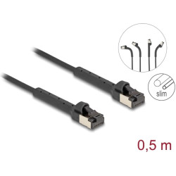 Delock RJ45 Slim Network Cable Cat.8.1 U/FTP angled up to 40 Gbps black 0.5 m