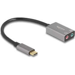 Delock External USB Sound Card with Type-C™ male to 2 x 3.5 mm Stereo jack Plug & Play Audio Adapter