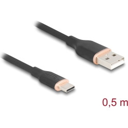 Delock USB 2.0 Cable USB Type-A male to USB Type-C™ male 0.5 m black Silicone