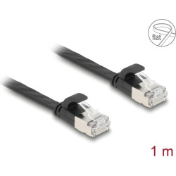 Delock RJ45 Flat Patch Cable plug to plug Cat.6A 1 m black