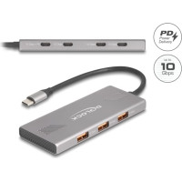 Delock 7 Port USB Hub 10 Gbps with 4 x USB Type-C™ female and 3 x USB Type-A female with PD 80 W