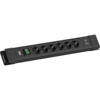 Bachmann CONNECTUS 6xCEE7/3, 1xSchalter 1xUSB A/C 22W 2,0m CEE7/7 Schwarz