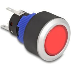 Delock Push Button protruding for Installation 22 mm 5 x solder connection actuator flat plastic LED red