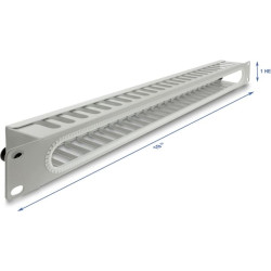 Delock 19″ 1U Cable Management Routing Panel with opening and edge protection grey