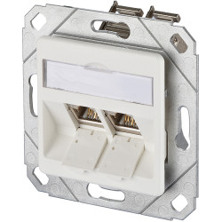 Metz Connect E-DAT modul 2 port flush mounted trunking installation Cat.6A, pure white