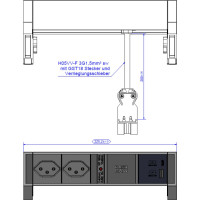 Bachmann DESK2 2xCH 90° 1xUSB A/C 22W, 0.2m GST18 RAL9005 Switzerland