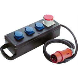 Bachmann solid rubber distributor 16A 5P IP44, 1x16A 5p400V 3protective contact