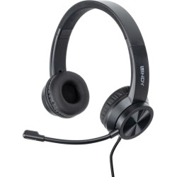 Lindy 20439 austiņas un brīvroku komplekts Vadu Ķivere Birojs / zvanu centrs USB Type-A Melns
