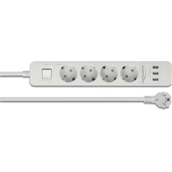 Delock Extension Socket 4-way with Surge Protection and USB charger white