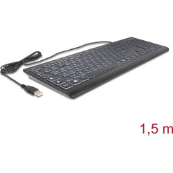Delock USB Keyboard wired 1.5 m black with XXL letters and Illumination