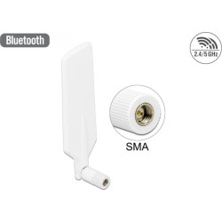 Delock LTE WLAN Dual Band Antenna SMA 1 ~ 4 dBi omnidirectional rotatable with flexible joint white