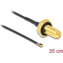 Delock Antenna Cable RP-SMA jack bulkhead to MHF® 4L LK plug 1.37 35 cm thread length 10 mm splash proof