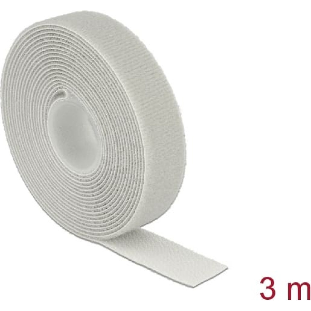 Delock Hook-and-loop tape on roll L 3 m x W 20 mm grey