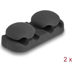 Delock Cable holder with 4 feed-throughs self-adhesive black set 2 pieces