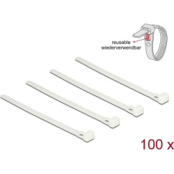 Delock Cable ties releasable white L 150 x W 7.5 mm 100 pieces