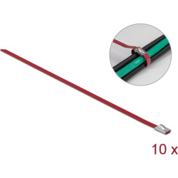 Delock Stainless Steel Cable Ties L 400 x W 4.6 mm red 10 pieces