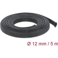 Delock Braided Sleeve stretchable 5 m x 12 mm black