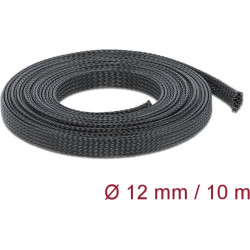 Delock Braided Sleeving stretchable 10 m x 12 mm black