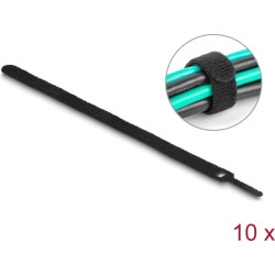 Delock Hook-and-loop cable tie L 250 x W 12 mm black 10 pieces