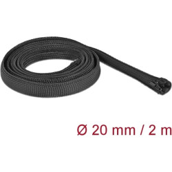 Delock Braided Sleeve with zip fastener heat-resistant 2 m x 20 mm black