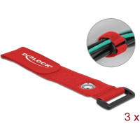 Delock Hook-and-loop cable tie with Loop and Fastening Eyelet L 280 x W 38 mm red 3 pieces