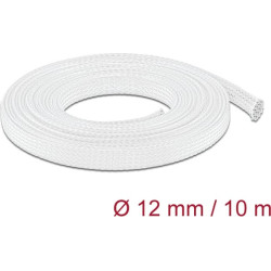 Delock Braided Sleeve stretchable 10 m x 12 mm white