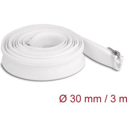 Delock Braided Sleeve with zip fastener heat-resistant 3 m x 30 mm white
