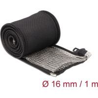 Delock EMI Shielding braided sleeve with zip heat resistant 1 m x 16 mm black