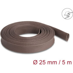 Delock Braided Sleeve rodent resistant stretchable 5 m x 25 mm brown