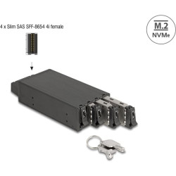 Delock Slim Bay Mobile Rack for 4 x M.2 NVMe SSD with Slim SAS SFF-8654 connector