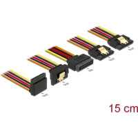 Delock Cable SATA 15 pin power plug with latching function > SATA 15 pin power receptacle 2 x straight / 1 x down / 1 x up 15 cm