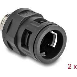 Delock Conduit Fitting with brass external thread M20 black 2 pieces