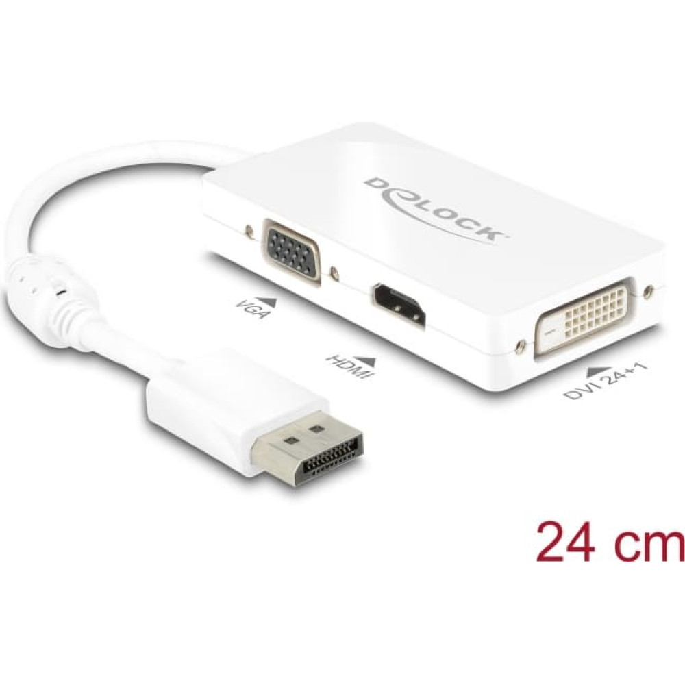 Delock Adapter DisplayPort 1.1 male > VGA / HDMI / DVI female Passive white