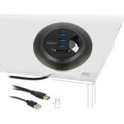 Delock In-Desk Hub 3 Port USB 3.0 + 2 Slot SD Card Reader