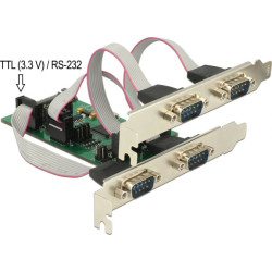 Delock PCI Express x1 Card to 3 x Serial RS-232 + 1 x TTL 3.3 V / RS-232 with voltage supply