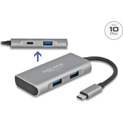 Delock External USB 10 Gbps USB Type-C™ Hub with 3 x USB Type-A and 1 x USB Type-C™