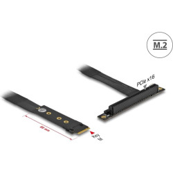 Delock M.2 Key M to PCIe x16 NVMe Adapter angled with 20 cm cable