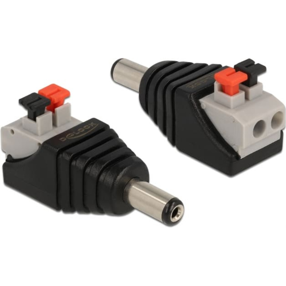 Delock Adapter DC 5.5 x 2.1 mm male > Terminal Block with push button 2 pin