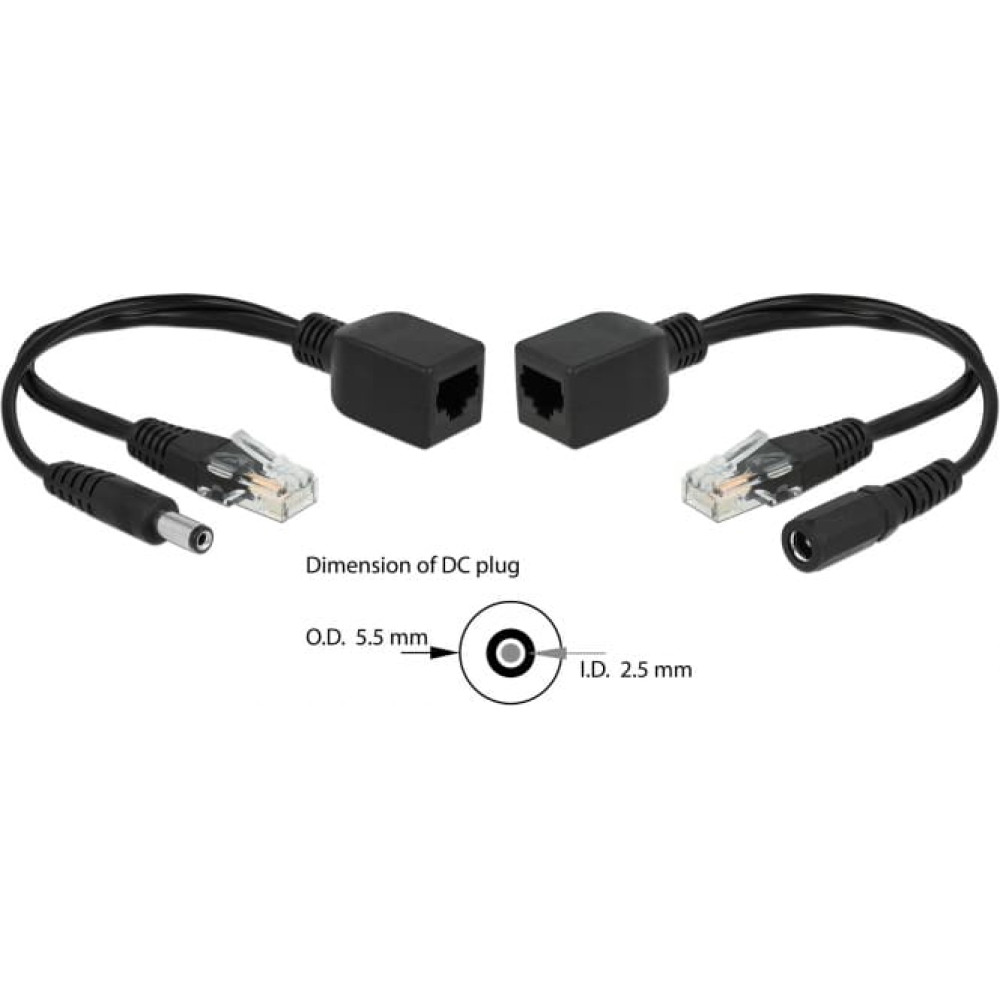 Delock Passive PoE Adapter Set RJ45 DC 5.5 x 2.5 mm